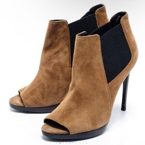 Burberry brown suede peep toe ankle booties